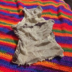 Fashion Nova Black and White Striped Crop Top